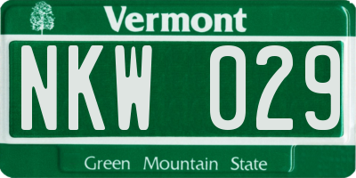 VT license plate NKW029