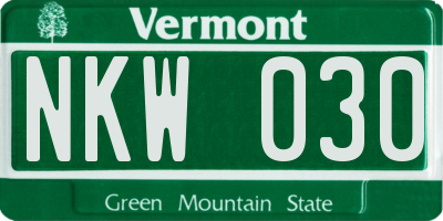 VT license plate NKW030