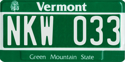 VT license plate NKW033