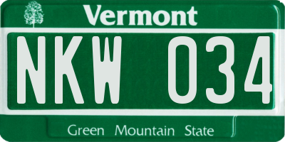 VT license plate NKW034