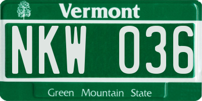 VT license plate NKW036