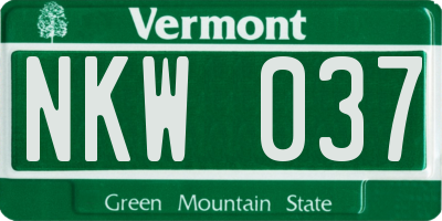 VT license plate NKW037