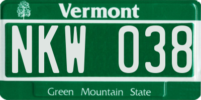 VT license plate NKW038