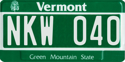 VT license plate NKW040