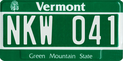 VT license plate NKW041