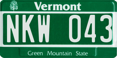 VT license plate NKW043