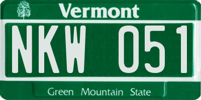 VT license plate NKW051