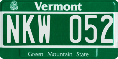 VT license plate NKW052
