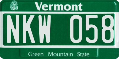 VT license plate NKW058