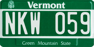 VT license plate NKW059