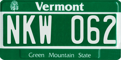 VT license plate NKW062
