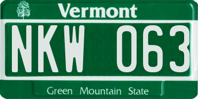 VT license plate NKW063