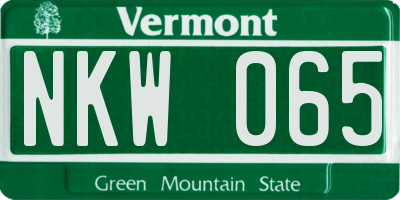 VT license plate NKW065