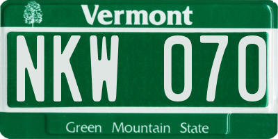 VT license plate NKW070