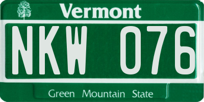 VT license plate NKW076