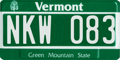 VT license plate NKW083
