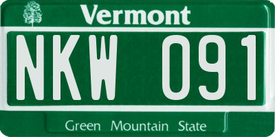 VT license plate NKW091
