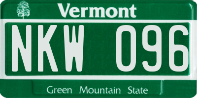 VT license plate NKW096