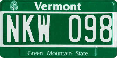 VT license plate NKW098