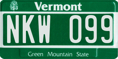 VT license plate NKW099