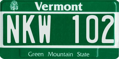 VT license plate NKW102