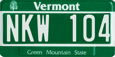 VT license plate NKW104