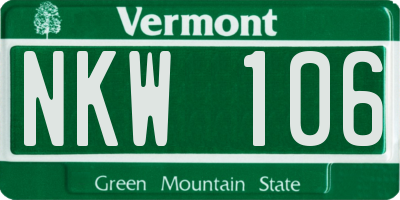 VT license plate NKW106
