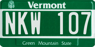 VT license plate NKW107