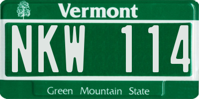 VT license plate NKW114