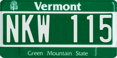 VT license plate NKW115
