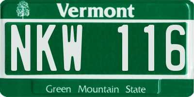 VT license plate NKW116