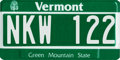 VT license plate NKW122