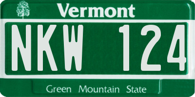 VT license plate NKW124