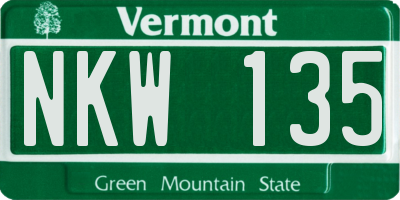VT license plate NKW135