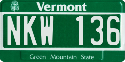 VT license plate NKW136