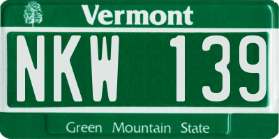 VT license plate NKW139