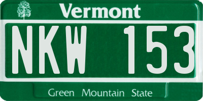 VT license plate NKW153