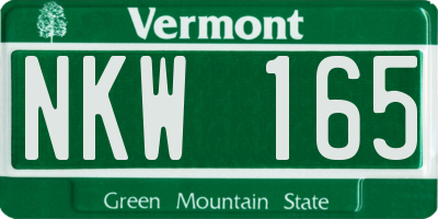 VT license plate NKW165