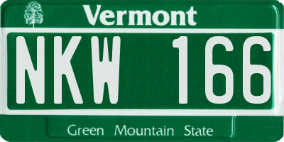VT license plate NKW166
