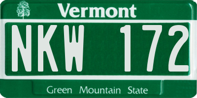 VT license plate NKW172