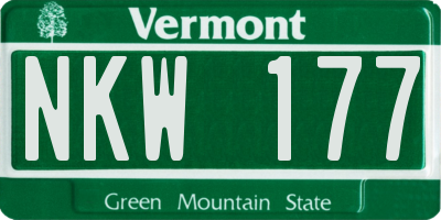 VT license plate NKW177