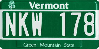 VT license plate NKW178