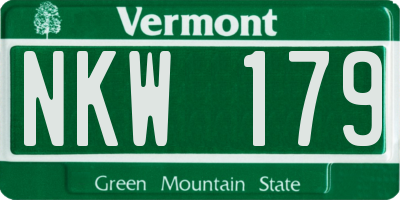 VT license plate NKW179