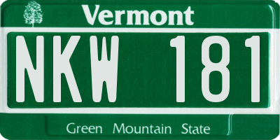 VT license plate NKW181