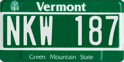 VT license plate NKW187