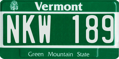 VT license plate NKW189