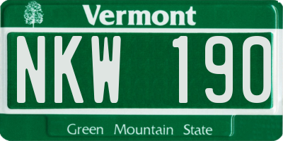 VT license plate NKW190