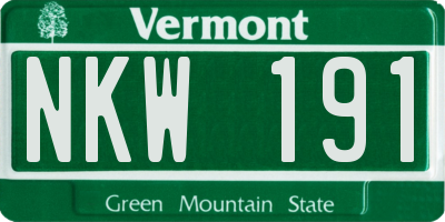VT license plate NKW191