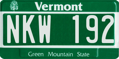 VT license plate NKW192