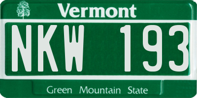 VT license plate NKW193